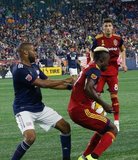 Andrew Farrell (2), Sam Johnson (50) during New England Revolution and Real Salt Lake MLS match at Gillette Stadium in Foxboro, MA on Saturday, September 21, 2019. The match ended 0-0 tie. CREDIT/CHRIS ADUAMA.