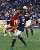 Andrew Farrell (2), Damir Kreilach (8) during New England Revolution and Real Salt Lake MLS match at Gillette Stadium in Foxboro, MA on Saturday, September 21, 2019. The match ended 0-0 tie. CREDIT/CHRIS ADUAMA.