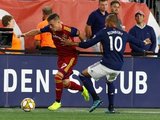 Corey Baird (17), Teal Bunbury (10) during New England Revolution and Real Salt Lake MLS match at Gillette Stadium in Foxboro, MA on Saturday, September 21, 2019. The match ended 0-0 tie. CREDIT/CHRIS ADUAMA.