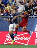 Antonio Delamea (19), Sebastian Saucedo (23) during New England Revolution and Real Salt Lake MLS match at Gillette Stadium in Foxboro, MA on Saturday, September 21, 2019. The match ended 0-0 tie. CREDIT/CHRIS ADUAMA.