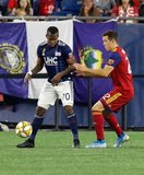 Cristian Penilla (70), Aaron Herrera (22) during New England Revolution and Real Salt Lake MLS match at Gillette Stadium in Foxboro, MA on Saturday, September 21, 2019. The match ended 0-0 tie. CREDIT/CHRIS ADUAMA.