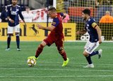 Carles Gil (22), Corey Baird (17) during New England Revolution and Real Salt Lake MLS match at Gillette Stadium in Foxboro, MA on Saturday, September 21, 2019. The match ended 0-0 tie. CREDIT/CHRIS ADUAMA.