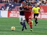 Luis Caicedo (27), Corey Baird (17) during New England Revolution and Real Salt Lake MLS match at Gillette Stadium in Foxboro, MA on Saturday, September 21, 2019. The match ended 0-0 tie. CREDIT/CHRIS ADUAMA.