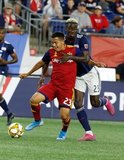 Sebastian Saucedo (23), Wilfried Zahibo (23) during New England Revolution and Real Salt Lake MLS match at Gillette Stadium in Foxboro, MA on Saturday, September 21, 2019. The match ended 0-0 tie. CREDIT/CHRIS ADUAMA.