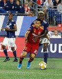 Sebastian Saucedo (23), Wilfried Zahibo (23) during New England Revolution and Real Salt Lake MLS match at Gillette Stadium in Foxboro, MA on Saturday, September 21, 2019. The match ended 0-0 tie. CREDIT/CHRIS ADUAMA.