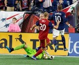 Andrew Putna (51)-GK, Erik Holt (20), Teal Bunbury (10) during New England Revolution and Real Salt Lake MLS match at Gillette Stadium in Foxboro, MA on Saturday, September 21, 2019. The match ended 0-0 tie. CREDIT/CHRIS ADUAMA.