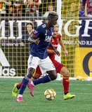 Wilfried Zahibo (23), Kelyn Rowe (6) during New England Revolution and Real Salt Lake MLS match at Gillette Stadium in Foxboro, MA on Saturday, September 21, 2019. The match ended 0-0 tie. CREDIT/CHRIS ADUAMA.