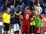Wilfried Zahibo (23), Damir Kreilach (8), Donny Toia (4) during New England Revolution and Real Salt Lake MLS match at Gillette Stadium in Foxboro, MA on Saturday, September 21, 2019. The match ended 0-0 tie. CREDIT/CHRIS ADUAMA.