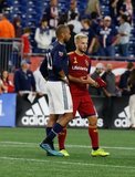Teal Bunbury (10), Kelyn Rowe (6) during New England Revolution and Real Salt Lake MLS match at Gillette Stadium in Foxboro, MA on Saturday, September 21, 2019. The match ended 0-0 tie. CREDIT/CHRIS ADUAMA.