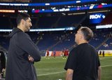 Enes Kanter -Boston Celtics, Coach Bruce Arena during New England Revolution and Real Salt Lake MLS match at Gillette Stadium in Foxboro, MA on Saturday, September 21, 2019. The match ended 0-0 tie. CREDIT/CHRIS ADUAMA.