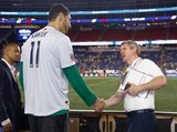Charlie Davies, Enes Kanter -Boston Celtics, Cathal Conlon during New England Revolution and Real Salt Lake MLS match at Gillette Stadium in Foxboro, MA on Saturday, September 21, 2019. The match ended 0-0 tie. CREDIT/CHRIS ADUAMA.