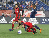 during New England Revolution and Toronto FC MLS match at Gillette Stadium in Foxboro, MA on Saturday, May 12, 2018. Revs won 3-2. CREDIT/ CHRIS ADUAMA