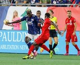 Wilfried Zahibo (23), Richie Laryea (22) during New England Revolution and Toronto FC MLS match at Gillette Stadium in Foxboro, MA on Saturday, August 31, 2019. The match ended in 1-1 tie. CREDIT/ CHRIS ADUAMA