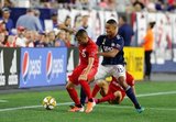 Auro (96), Brandon Bye (15) during New England Revolution and Toronto FC MLS match at Gillette Stadium in Foxboro, MA on Saturday, August 31, 2019. The match ended in 1-1 tie. CREDIT/ CHRIS ADUAMA