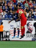 Cristian Penilla (70), Omar Gonzalez (44) during New England Revolution and Toronto FC MLS match at Gillette Stadium in Foxboro, MA on Saturday, August 31, 2019. The match ended in 1-1 tie. CREDIT/ CHRIS ADUAMA