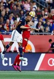Michael Mancienne (28), Patrick Mullins (13) during New England Revolution and Toronto FC MLS match at Gillette Stadium in Foxboro, MA on Saturday, August 31, 2019. The match ended in 1-1 tie. CREDIT/ CHRIS ADUAMA