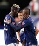 Wilfried Zahibo (23), Juan Fernando Caicedo (9) during New England Revolution and Toronto FC MLS match at Gillette Stadium in Foxboro, MA on Saturday, August 31, 2019. The match ended in 1-1 tie. CREDIT/ CHRIS ADUAMA