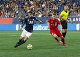 Gustavo Bou (7), Patrick Mullins (13) during New England Revolution and Toronto FC MLS match at Gillette Stadium in Foxboro, MA on Saturday, August 31, 2019. The match ended in 1-1 tie. CREDIT/ CHRIS ADUAMA