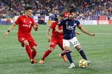 Carles Gil (22) during New England Revolution and Toronto FC MLS match at Gillette Stadium in Foxboro, MA on Saturday, August 31, 2019. The match ended in 1-1 tie. CREDIT/ CHRIS ADUAMA