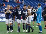 End of match celebration  between New England Revolution and Vancouver Whitecaps FC MLS match at Gillette Stadium in Foxboro, MA on Wednesday, July 17, 2019.  Revs won 4-0. CREDIT/CHRIS ADUAMA
