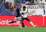 Lass (19), Brandon Bye (15) during New England Revolution and Vancouver Whitecaps FC MLS match at Gillette Stadium in Foxboro, MA on Wednesday, July 17, 2019.  Revs won 4-0. CREDIT/CHRIS ADUAMA