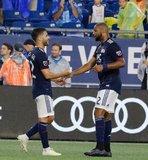 Carles Gil (22) goal celebration during New England Revolution and Vancouver Whitecaps FC MLS match at Gillette Stadium in Foxboro, MA on Wednesday, July 17, 2019.  Revs won 4-0. CREDIT/CHRIS ADUAMA