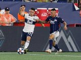 Victor Giro (94), Diego Fagundez (14) during New England Revolution and Vancouver Whitecaps FC MLS match at Gillette Stadium in Foxboro, MA on Wednesday, July 17, 2019.  Revs won 4-0. CREDIT/CHRIS ADUAMA