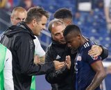 Curt Onalfo - Technical Director, Coach Bruce Arena,  Cristian Penilla (70) during New England Revolution and Vancouver Whitecaps FC MLS match at Gillette Stadium in Foxboro, MA on Wednesday, July 17, 2019.  Revs won 4-0. CREDIT/CHRIS ADUAMA