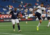 Juan Fernando Caicedo (9), Erik Godoy (22) during New England Revolution and Vancouver Whitecaps FC MLS match at Gillette Stadium in Foxboro, MA on Wednesday, July 17, 2019.  Revs won 4-0. CREDIT/CHRIS ADUAMA