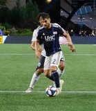 Carles Gil (22) during New England Revolution and Vancouver Whitecaps FC MLS match at Gillette Stadium in Foxboro, MA on Wednesday, July 17, 2019.  Revs won 4-0. CREDIT/CHRIS ADUAMA