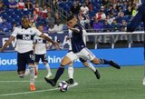 Derek Cornelius (13), Gustavo Bou (7) during New England Revolution and Vancouver Whitecaps FC MLS match at Gillette Stadium in Foxboro, MA on Wednesday, July 17, 2019.  Revs won 4-0. CREDIT/CHRIS ADUAMA